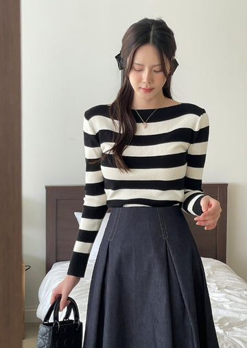 Sophia Stripe Boat Neck Knit